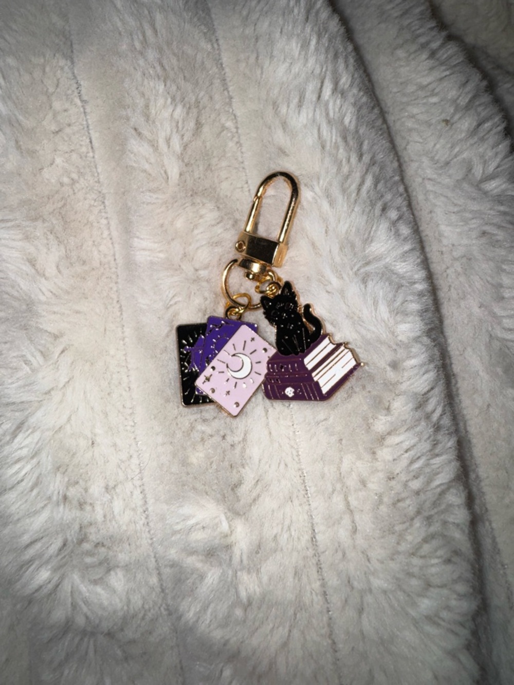 Enamel Cat & Books Bag Charm